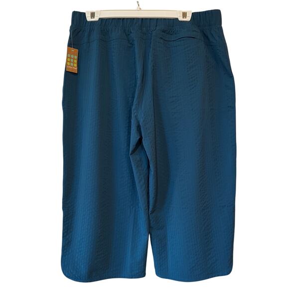 Title Nine Slaycation Wide Leg Cropped Pants Size XL NEW Deep Lagoon Textured - Picture 5 of 16